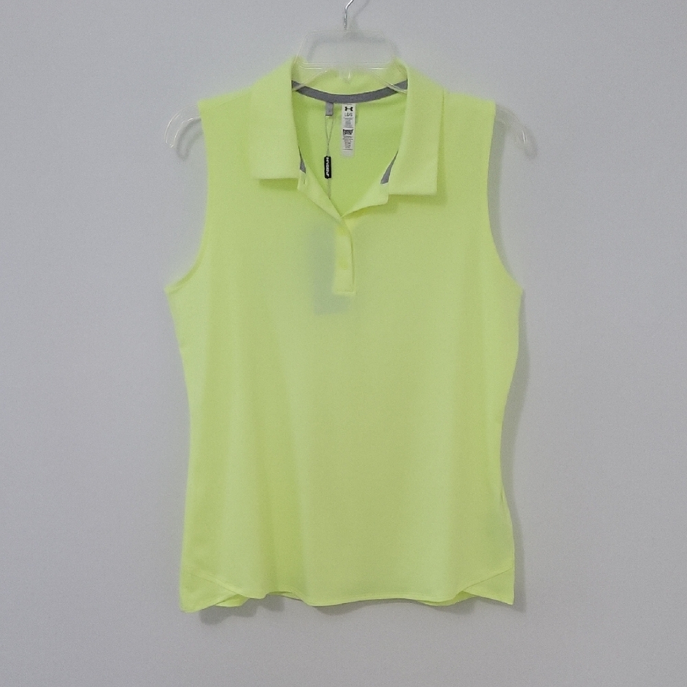 Under Armour Bright Yellow Sleeveless Heatgear Blouse, Size Large